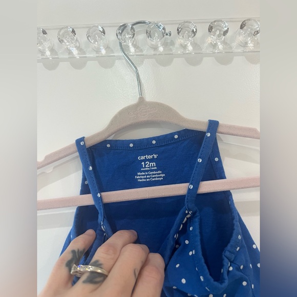 Blue Polka Dot Sleeveless Top. Girls size 12 months. - Picture 2 of 7